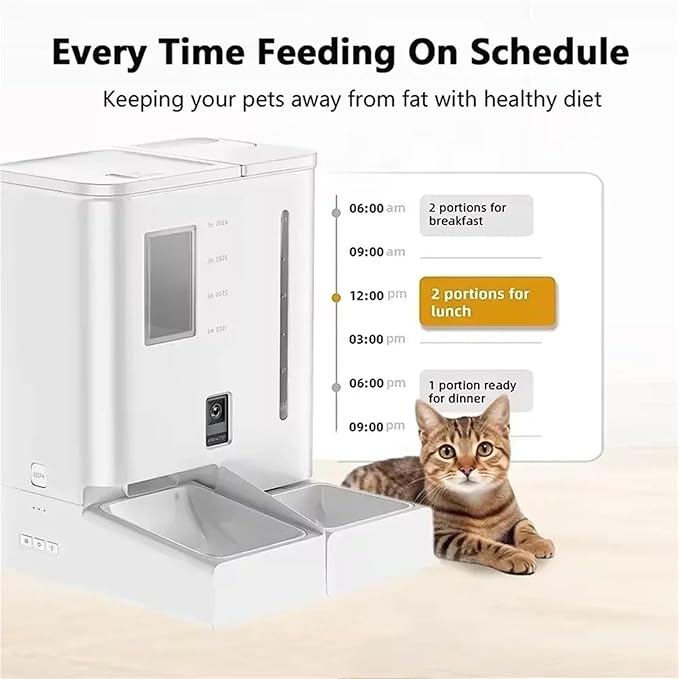Automatic 2 in 1 Cat Dog Feeder & Smart Pet Water Fountain with Camera | Pet Feeding & Watering Products(WiFi Version)