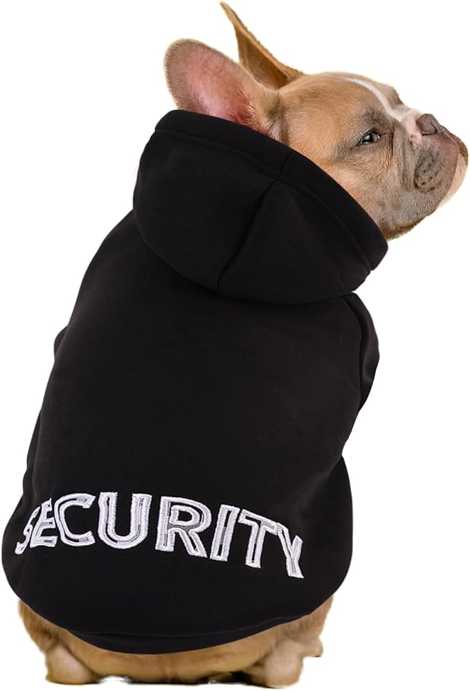 SAWMONG Dog Hoodie,Flannel Pet Hooded Sweater with Hat Puppy Pullover Sweater Shirt,Dog (Security Black,S)