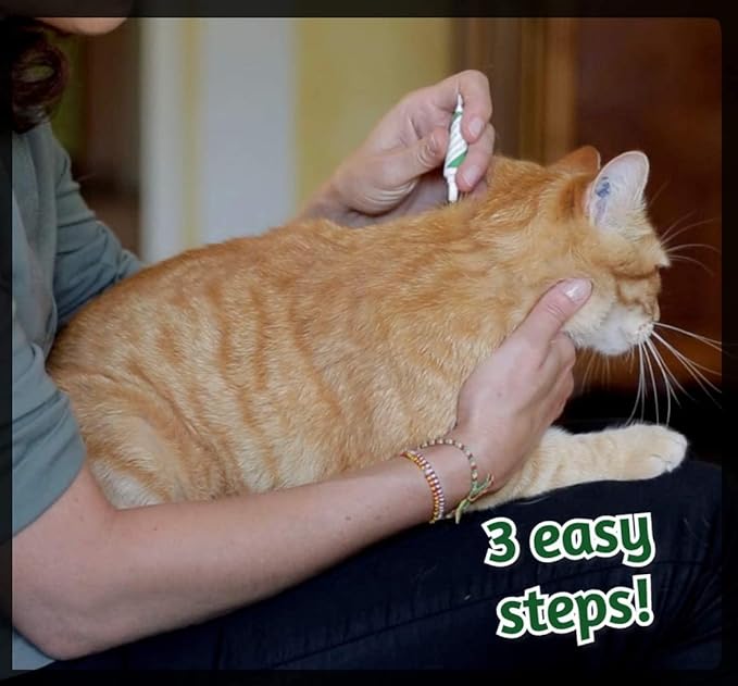 ALZOO Plant Based Flea & Tick Squeeze-On for Cats, Helps Repel Fleas, Ticks & Mosquitos, Up to 3-Months Protection, Plant-Based Active Ingredients, Water-Resistant, 3 EZ-On Applicators Per Pack