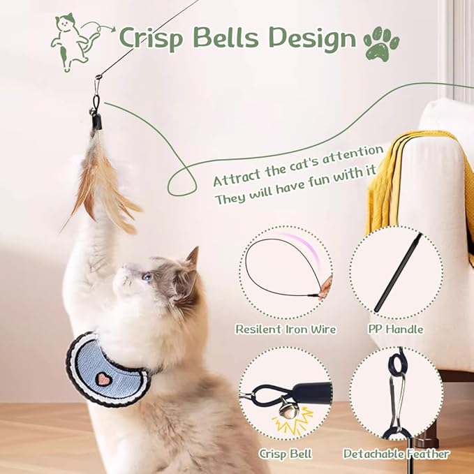 Cat Toys 40 Pack - Interactive Variety Set for Cats & Kittens with Cat Wand Toys, Feather Toys, Crinkle Balls, Springs & Silvervine Sticks to Reduce Anxiety & Destructive Behaviour
