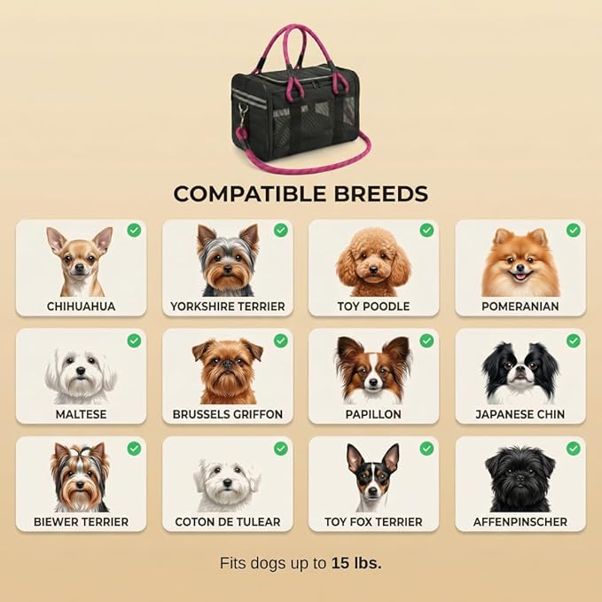 Soft-Sided Dog & Cat Carrier | for Car Rides, Vet Visits, Errands & Daily Outings | Fits Small Dogs & Cats Up to 15 lbs | 18" L x 11.5" H | Yorkies, Chihuahuas & More