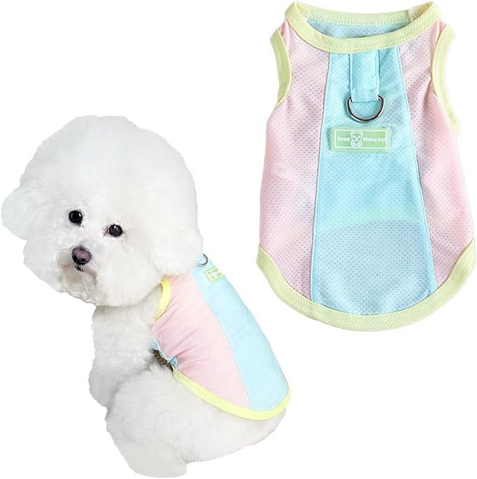 Ice Silk Fluorescent Tank top with Traction Ring, Suitable for Small/Medium Dogs, pet Dog Sun Protection Breathable Outdoor Walking Tank Top