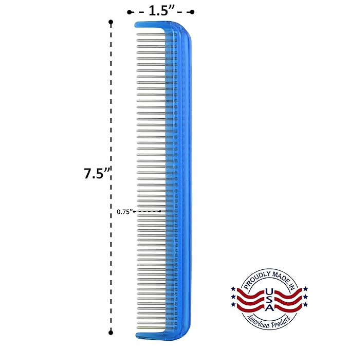 Cat Comb with silky smooth rotating teeth, 7 inch, Sky Blue