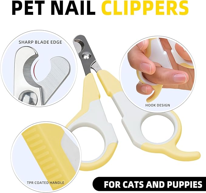 Yellow Cat Nail Clipper Scissor Style Cat Claw Clippers Cat Toenail Clippers Professional Pet Nail Trimmer for Kitten Cats Puppy Small Dogs Rabbit