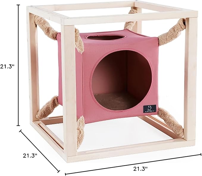 A 4 Pet Stackable Cat Cave, Modern Cat Tree for Large Cats, Wood Cat Tower Cat Condo Cat House Cat Hammock for Indoor Cats