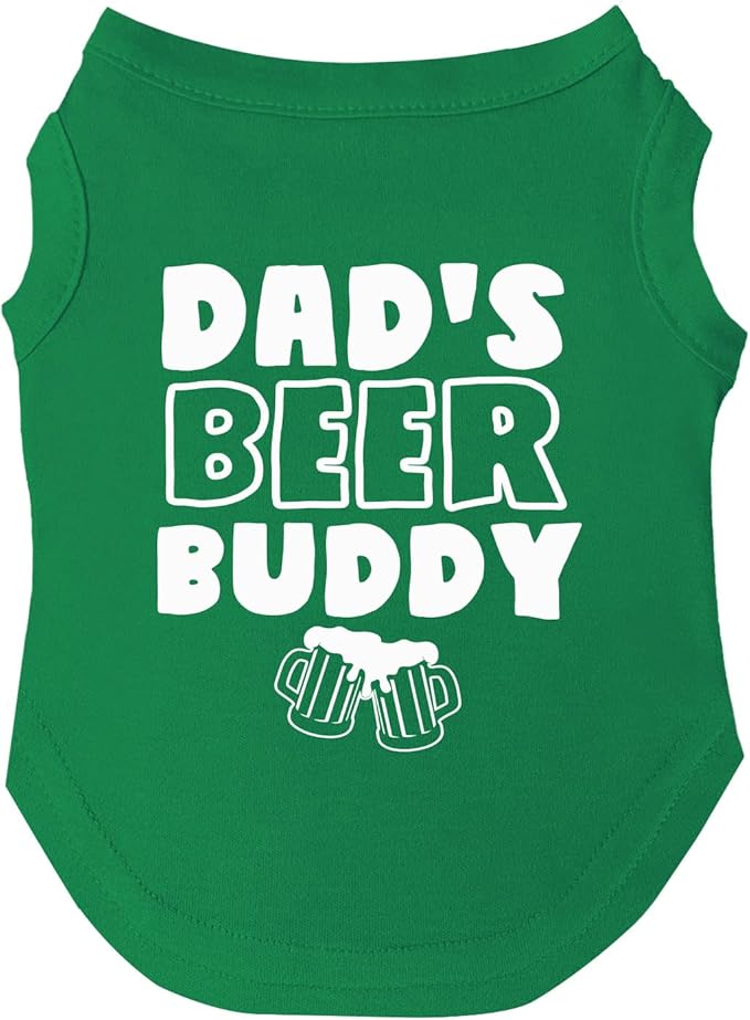 Dad’s Beer Buddy Dog Tee Shirt | Father's Day | Sleeveless | Funny Beer Lovers | St. Patrick's Day | Drinking Parade Event Party (Green, 5X-Large 761)