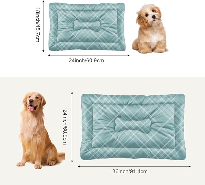 Blue Plaid Dog Mats Non Slip Bottom Cat Calming Bed Cozy Soft Dog Bed for Car Furniture for Pet Printed Pet Cushion Gift Thick 24× 18 Inch Indoor Outdoor