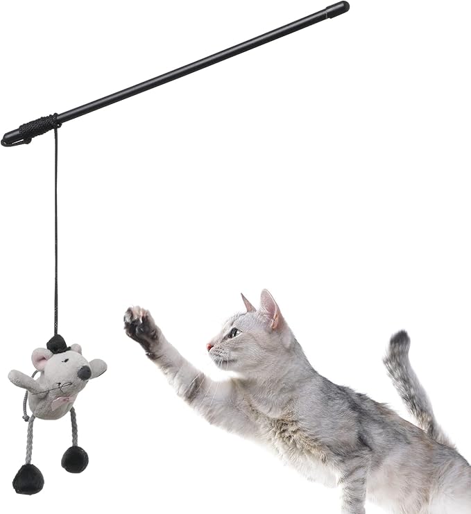 PAZ'S GIFT Cat Wand Toy Cute Mouse Tease Cat Wand Interactive Indoor Toy Swing and Squeak Fun Toy Kitten Play with Cat Interactive Chase Movement Reduce Boredom Suitable for All Cat Toys
