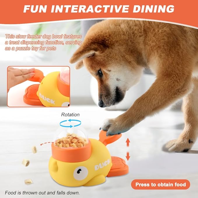 Pet Treat Dispenser Toy, Duck-Shaped Interactive Dog Puzzle Slow Feeder Toy for Small Medium Dogs and Cats, Promotes IQ Training and Entertainment Reduces Bloating Anti-Gulping