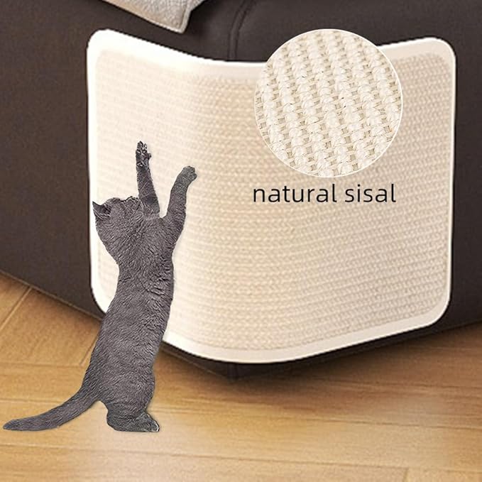 Natural Sisal Cat Scratching Pad Cat Scratch Furniture Protector Cat Scratcher Mat Sofa Bed Corner Protector Anti-Slip Cat Scratch Pads for Grinding Claws, Post Tree Ramp Cardboard Replacement