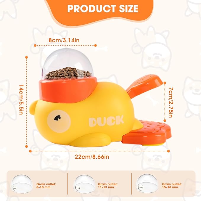 Dog Interactive Treat Dispenser Toy, Interactive Dog Toys Food Puzzle Slow Feeder, Duck-Shaped Cat Treat Dispenser for Training Small Cats,Dogs