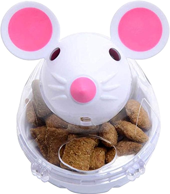 Beige Interactive Toys for Cats, Play Cat Toy Pet Cat Kitten Mouse Shape Treat Holder Food Storage Dispenser Chew Play Toy for Indoor and Kitten Exercise Mice and Animals Toys