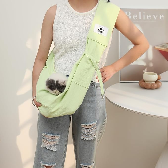 FORHER Pet cat Sling Carrier, Cat Travel Bag, Pet Soft Pouch and Tote Design, Shoulder Strap Hands Free Safe-Suitable for Puppy, Small Dogs Cats Outdoor (Green)
