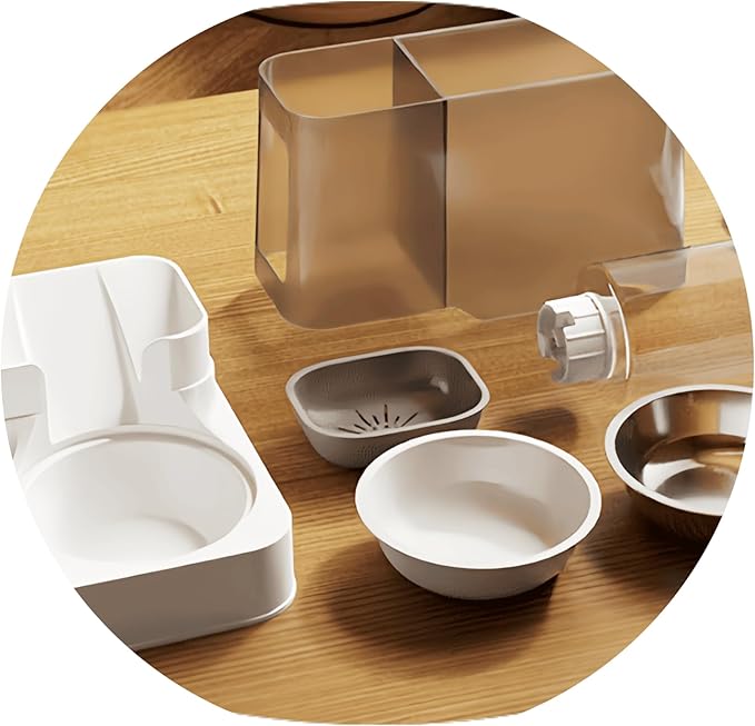 2-in-1 Automatic Pet Feeder and Water Dispenser, Stainless Steel Smart Food Water Bowl for Cats and Dogs, for Home Use (Gray)