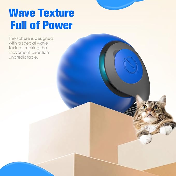 2026 New Upgrade Speedy Tail Cat Toy, Smart Interactive Pet Toys Comes with 4 Tails, Reinforced Version of The Cat Toys Balls, Two Speed Adjustment (Blue)