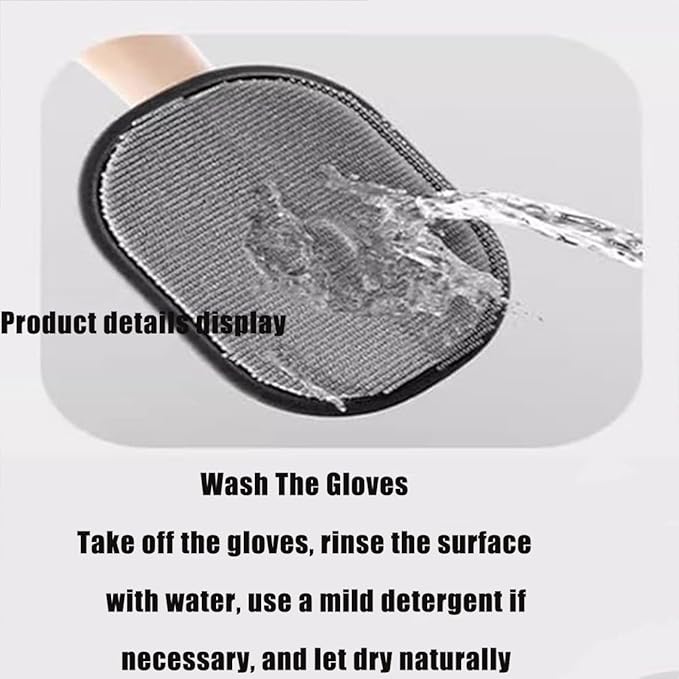 Pet Hair Remover, Pet Hair Remover Electrostatic Gloves, Washable and Reusable Double Sided Pet Hair Removal Mitt for Couch, Furniture, Carpet, Car Seat, Cat Grooming Tools (1)