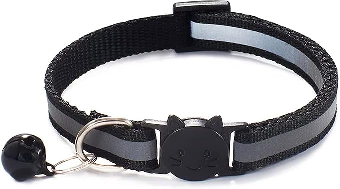 Reflective Cat Collar with Bell Basic Dog Cat Collar Separate Buckle Adjustable Polyester Cat and Dog Collar Or Seat Belt 19-32cm