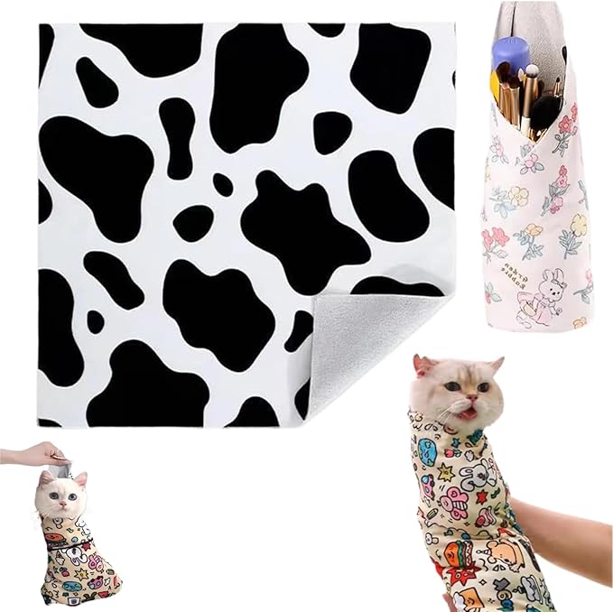 Cat Grooming Wrap-Cat Wrap for Cutting Nails, Cat Restraint for Nail Clipping, 21.5 Inch Cat Grooming Wrap, Velcro Fabric for Cats, Cat Burrito Wrap,for Clip Nails, Clean Ears (A,L(Within 11.1lbs))