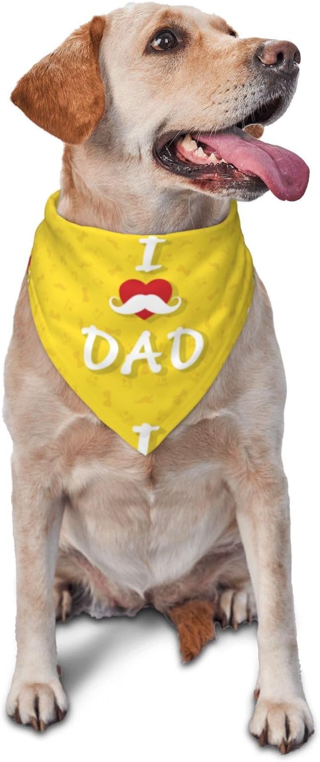 Happy Father's Day Dog Bandana Adjustable Reversible Triangle Dog Scarf Scarves Pet Bibs Costume Accessory Decor for Cats