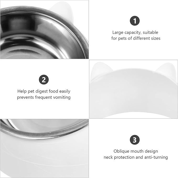 3sets Cat Feeding Watering Supplies Elevated Cat Bowls Accessories Pet Eating Bowl Microwave Dishwasher Safe