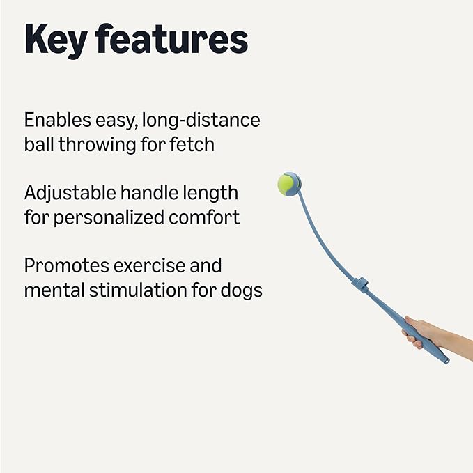 Amazon Basics Dog Ball Launcher with Detachable Handle, Tennis Ball Included, Plastic Pet Fetch Thrower