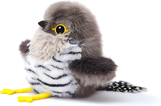 Petgravity Flapping Bird Cat Toy (No Flying), Lifelike Cuckoo Chirp Tweet Kitten Toy, Rechargeable Touch Activated Cat Toy Interactive Catnip Toy Exercise Toys for All Breeds 5.1" (Gray)