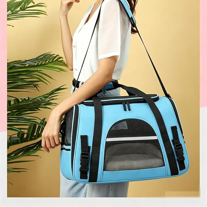 Cat Carriers, Dog Carriers, Pet Carriers – Airline-Approved Soft-Sided Bag for Cats & Small Dogs (Up to 15 lb), Foldable, Breathable Mesh, Privacy Cover, Washable & Lightweight