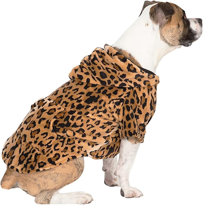Pet Pjs - Cheetah Spots Pet Pjs Chenille Hoodie Sweaters - XSmall (Fits Up to 10 lbs) - Pet - XSmall (Fits Up to 10 lbs)