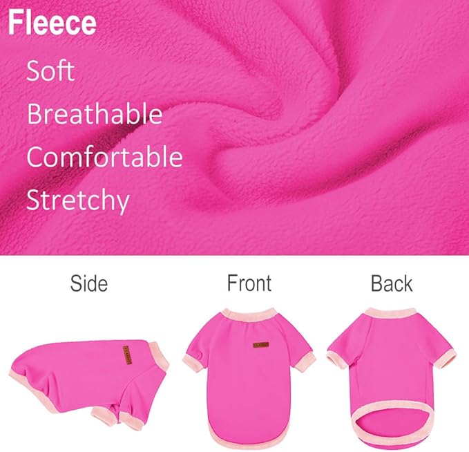 Classic Fleece Dog Sweater – Soft & Warm Stretchy Sweatshirt for Small Dogs & Cats, Cold-Weather Pullover for Everyday Wear (Dark Pink, Large/X-Large)