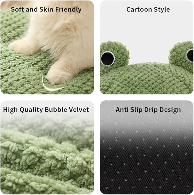 Cat Bed Semi-Closed Nest Cute Plush Frog Shape Dog Cave Washable Hideaway Hut for Indoor Cats Kitten Rabbit - Cat Beds & Furniture Gifts L