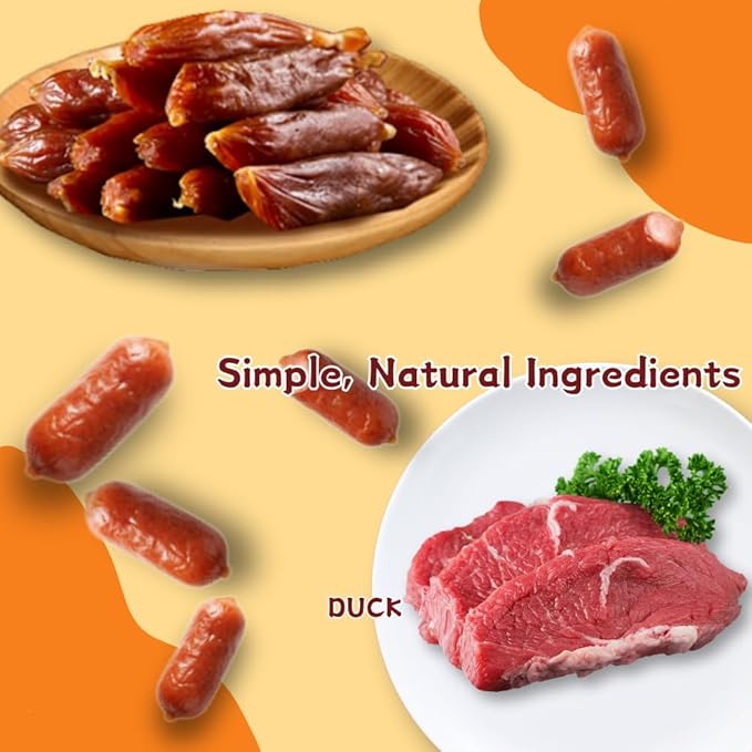 Real Duck Sausage Training Treats, Wholesome & Savory Rewards for Dogs (Duck,3 Pack x 14.11 Ounce(Pack of 3))