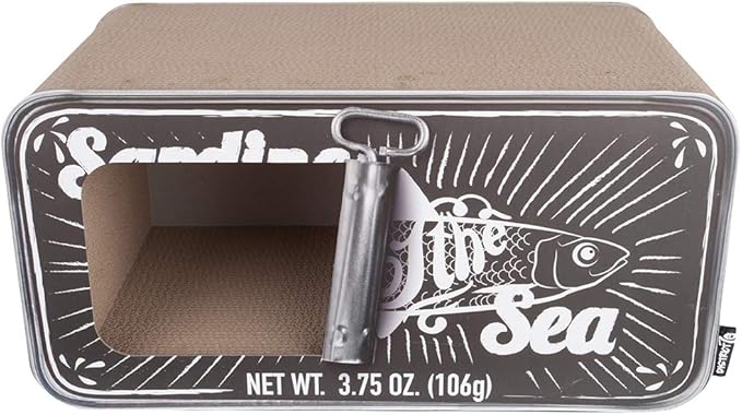 SARDINE - Cardboard Cat Scratcher - 60 x 30x 30 cm - White, Black and Pink - Color: Black
