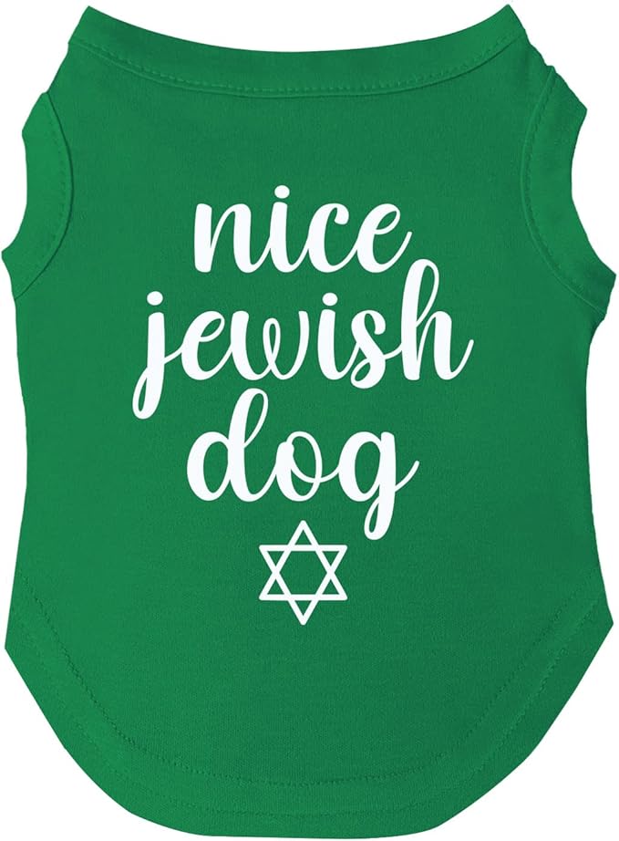 Nice Jewish Dog Passover Dog Tee Shirt | Sleeveless | Sizes for Puppies, Toys and Large Breeds (Green, 4X-Large 930)