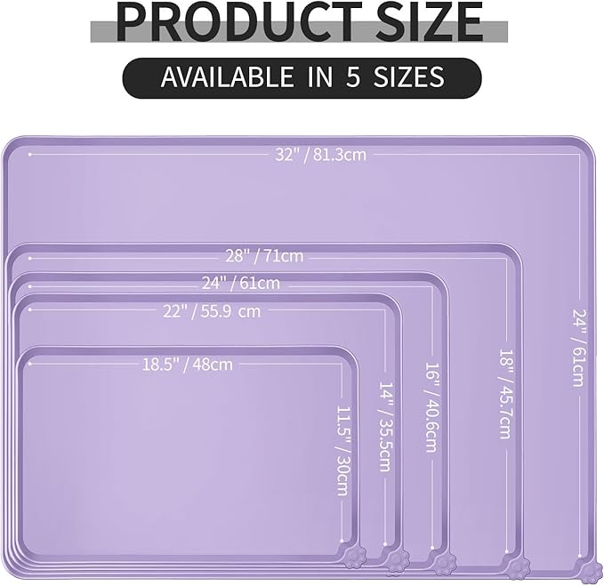 Reopet Waterproof Pet Feeding Mat, Non-Slip Silicone Placemats for Dog Cat Food and Water Bowl, High Raised Edges to Prevent Spills and Protect Floors