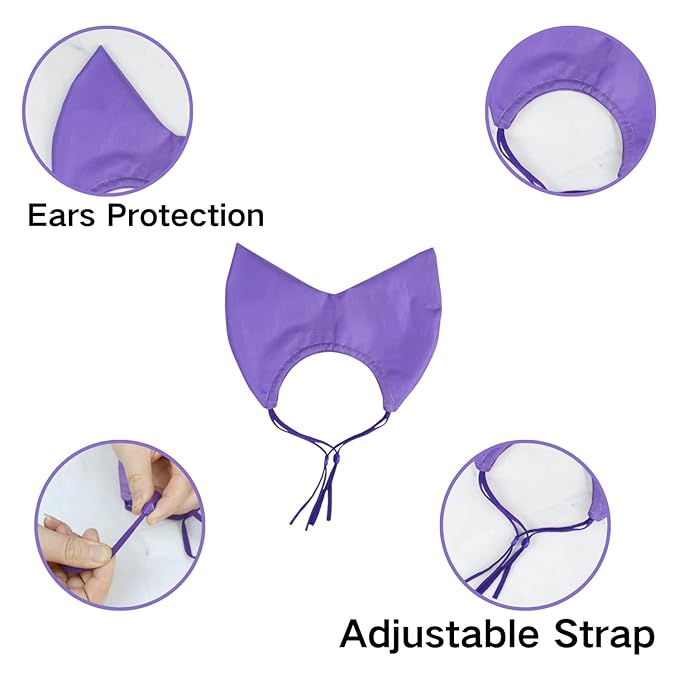 Adjustable Pet Shower Caps Bath Cap Dog Cat Shower Caps, Waterproof Adjustable Ear Protection Cats Ear Drops Guard for Kitten Puppy Small Pets Bath Protector (Purple)