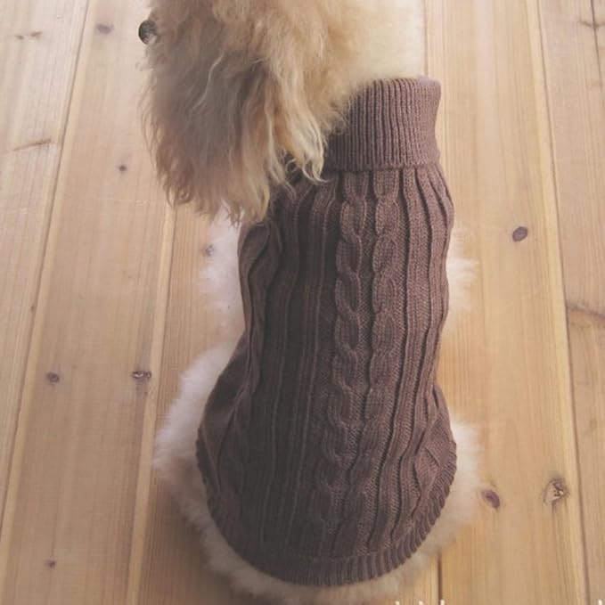 Tangpan Turtleneck Classic Straw-Rope Pro Pet Dog Sweater Apparel (Brown,XL)