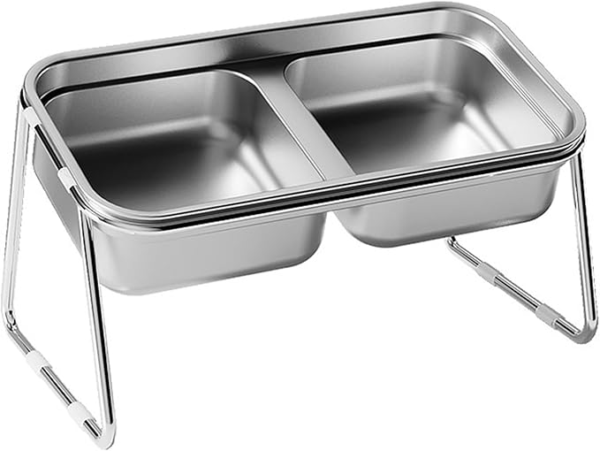 Elevated Cats Bowls Feeders Rustless Steel Bowl Stand with Weighted Base Feeding & Watering Pet Supply