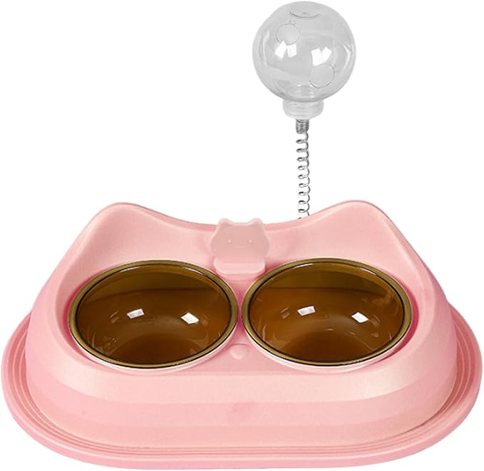 Practical Pet Double Bowl Dry Food Watering Food Feeding for Cats Feeding Dish Pet Supplies Feeding Station for Cats
