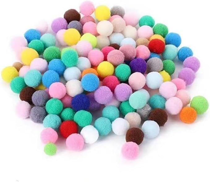 50pcs Cat Toy Ball Fun Colorful Plush Self Play Toys Pom Balls for Launcher Shooting Interactive for Indoor Cats Enrichment Kittens Puff Ball Playing (only 50 Pieces Balls)