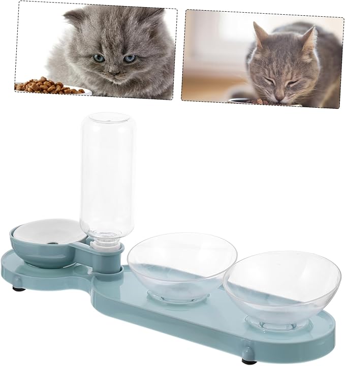 Yardwe Pet Automatic Water Dispenser Bottle with Tilt Double Bowls Transparent Design for Cats Capacity Lightweight and Practical Feeding