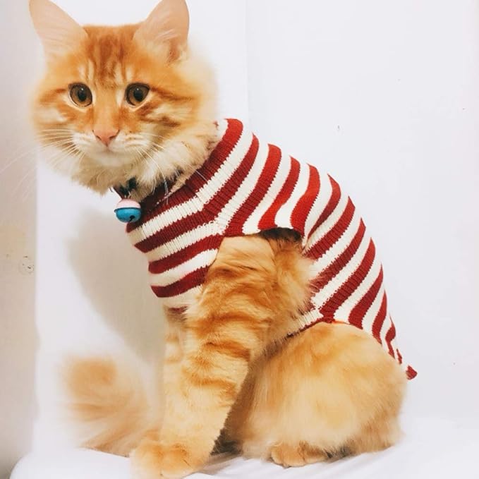 Cat Sweater Christmas Santa Claus Pet Cat Winter Knitwear Warm Clothes X-Small