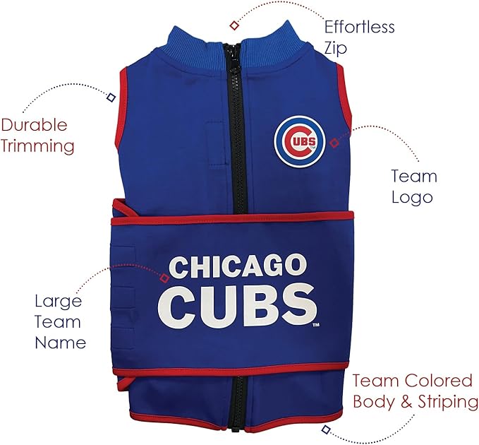 MLB Chicago Cubs Dog Anxiety Shirt Calming Soothing Vest, for Dogs & Cats with Anxiety, Fears, Fireworks, Loud Noises, Dark, Lonely Keeps Dogs Calm and Feeling Safe, Relaxing Jacket, Medium