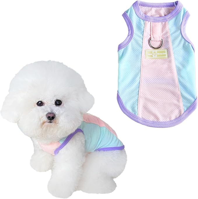 Ice Silk Fluorescent Tank top with Traction Ring, Suitable for Small/Medium Dogs, pet Dog Sun Protection Breathable Outdoor Walking Tank Top
