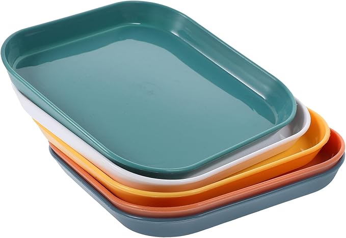 HOMSFOU 5pcs Shallow Cat Food Bowls Set Sturdy Non-breakable Pet Feeding Plates for Indoor Cats Mixed Color Suitable for Daily Feeding and Watering Random Color