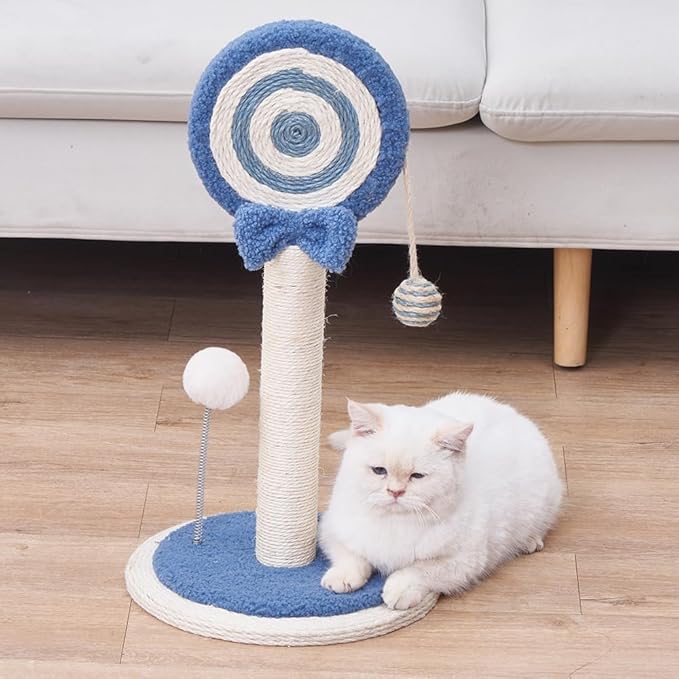 Kitten Kitty Cat Scratching Post Pole Scratcher Cute Sisal Rope Toy Indoor Room Decor Scratch Mini Blue Decorative Accessories Lollipop Hanging Ball