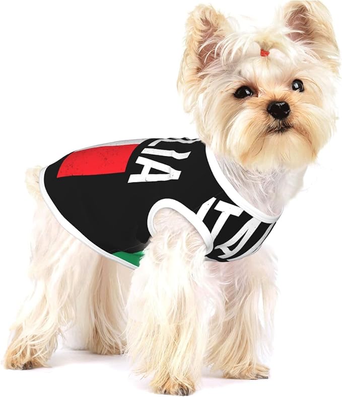 Vintage Italia Flags Italy Italian Flag Dog Shirts Sleeveless Puppy Cotton T-Shirts Breathable Dog Clothes Pet Apparel Tank Top Pullover Doggy Cozy Canine Wear for Small Dogs Cats Blue Medium