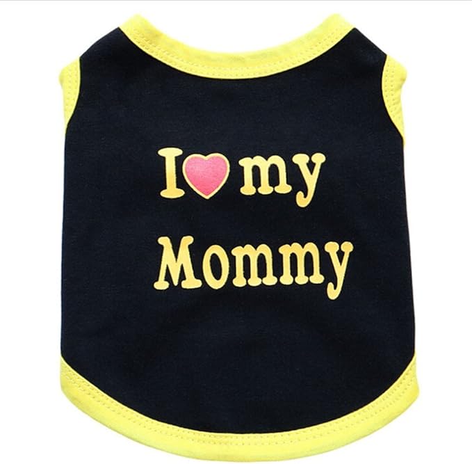 Pet Dog T-Shirt I Love My Daddy Mommy Vest Gift Costume Clothes for Small Puppy Cat Kitten Yorkshire Chihuahua Poodle Teacup Terrier Rabbit Baby Dogs (M, Yellow-M)