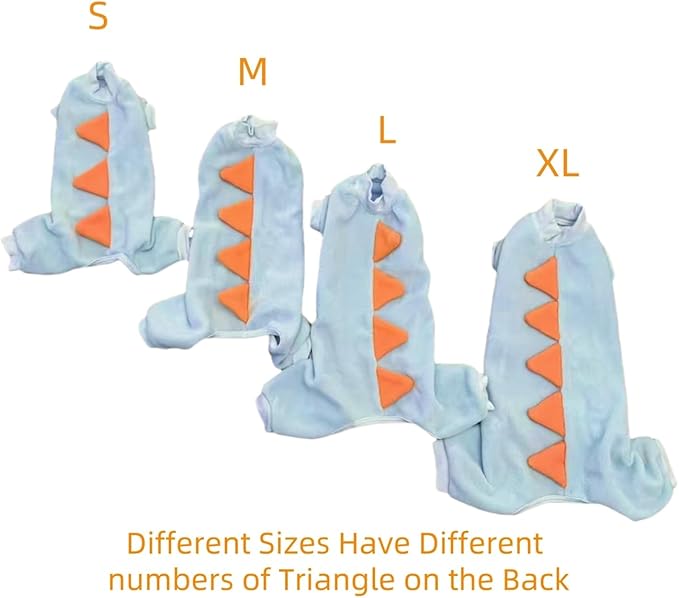 Four Leg Dinosaur Sphynx Cat Clothes Pjamas Hairless Cat Warm Polar Fleece Jumpsuit Elastic Pet Clothes for Sphynx Cat Surgery Recovery Suit Hairless Cat Shirt for Devon, Cornish (SkyBlue, Small)