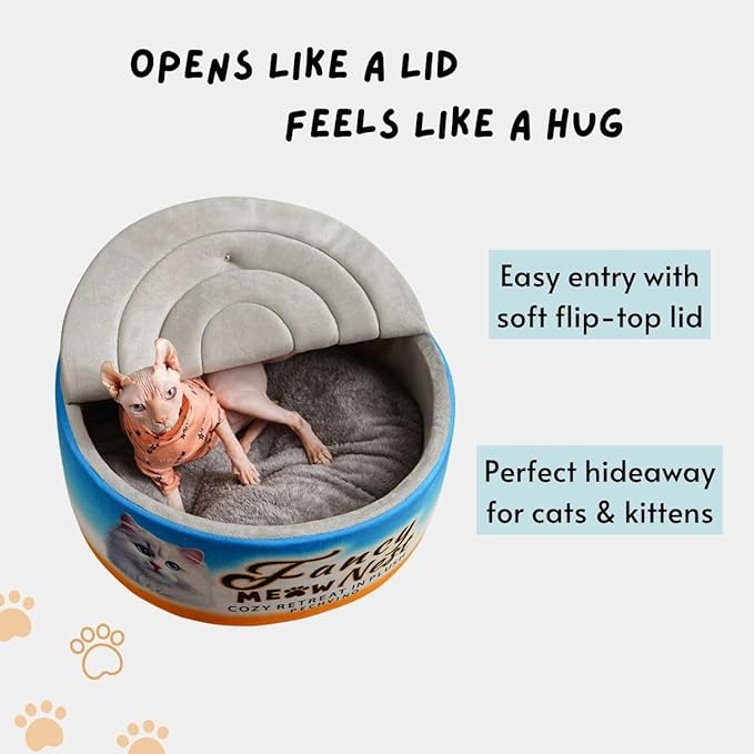PECHVINO Covered Cat Bed – 19.7" Cozy Hideaway with Soft Lid Design – Enclosed Plush Cave for Indoor Cats and Kittens Can Shape Bed