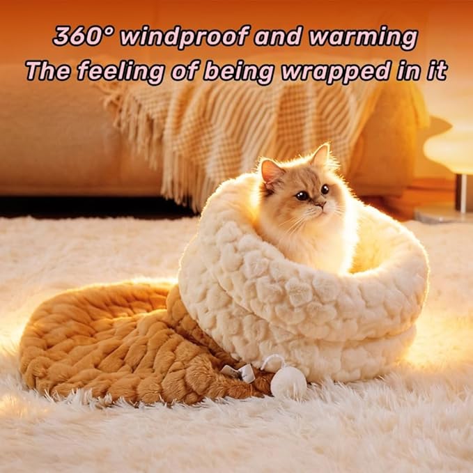 Winter Warming Cat Sleeping Bag，Soft Plush Sleeping Bag for Indoor Cats，Cozy Pet Nest for Cats and Dogs, Portable Calming Pet Nests，Cat Cave Bed Self Warming Bed (2 pack，C-Grey, Medium（18 *15.5 in）)